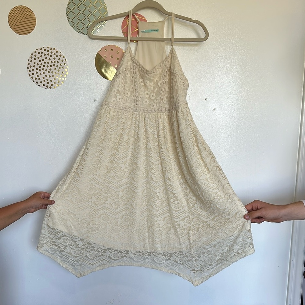 Maurices Champagne Embellished Maxi Halter Dress